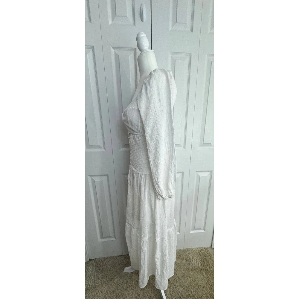 Astr The Label Long Sleeve Twist Bust Dress Women's Small White Puffy Sleeve - Picture 6 of 10